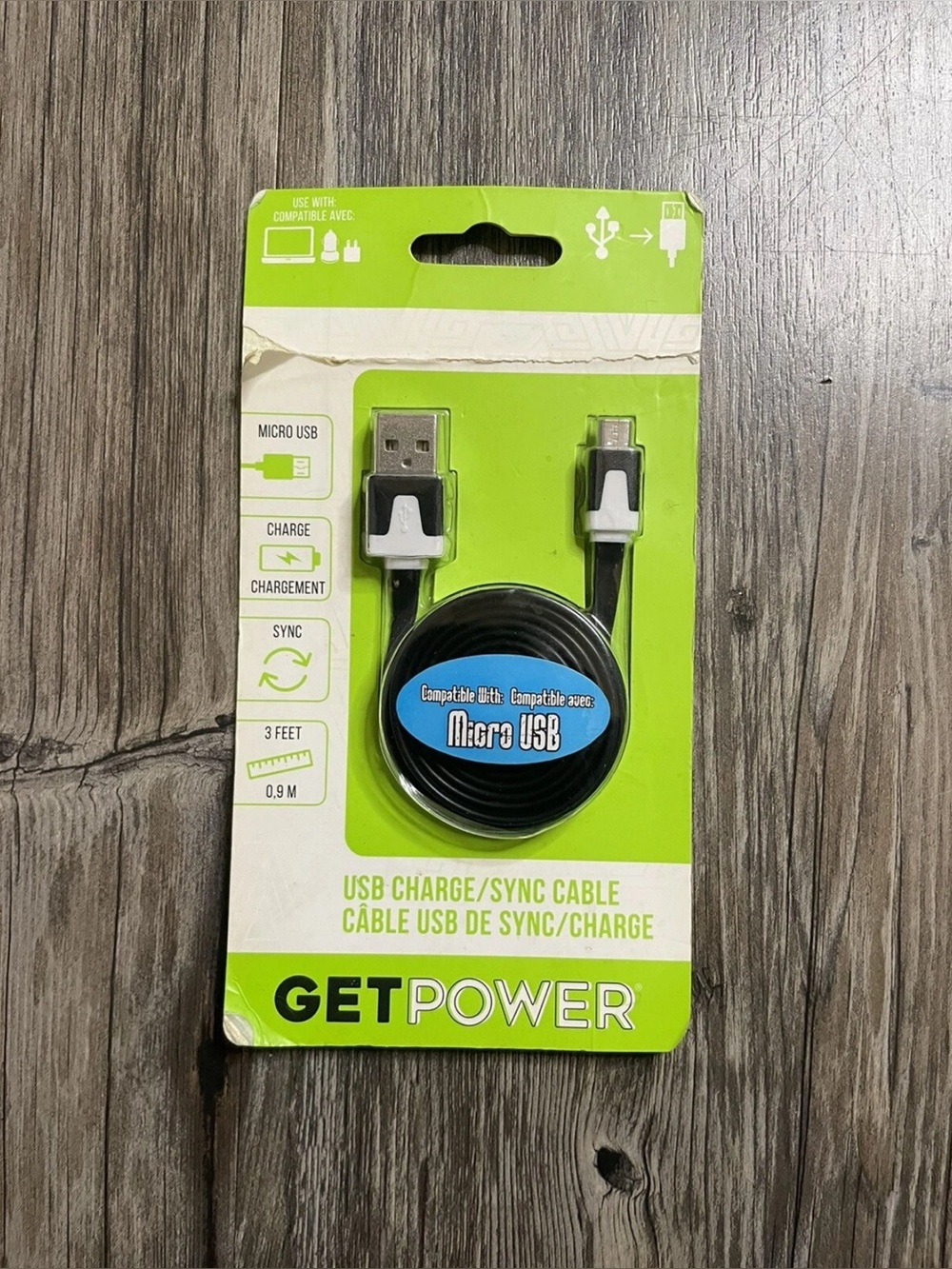 Get Power GP-USB-M Black Android Micro USB Charge And Sync Cable 3 Feet